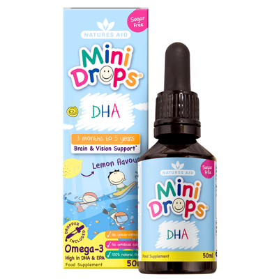 NATURES AID - 英國 兒童DHA骨骼及腦部發展 口服滴劑 50ml (無添加糖) 